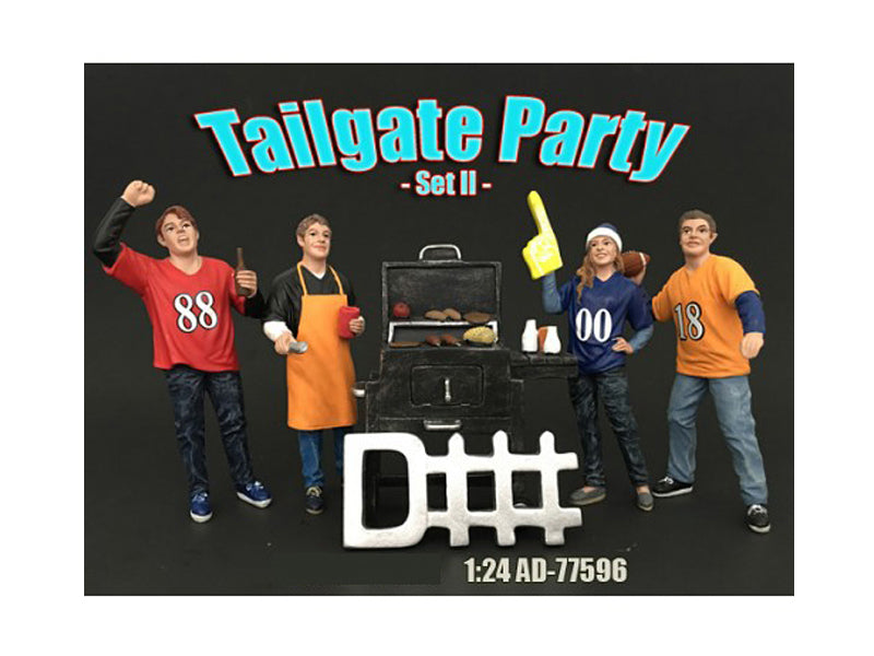 American Diorama 1/24 Scale Tailgate Party Figurine Set - 4-Piece Collectible Model Car Accessories for Diecast Displays & Diorama Scenes