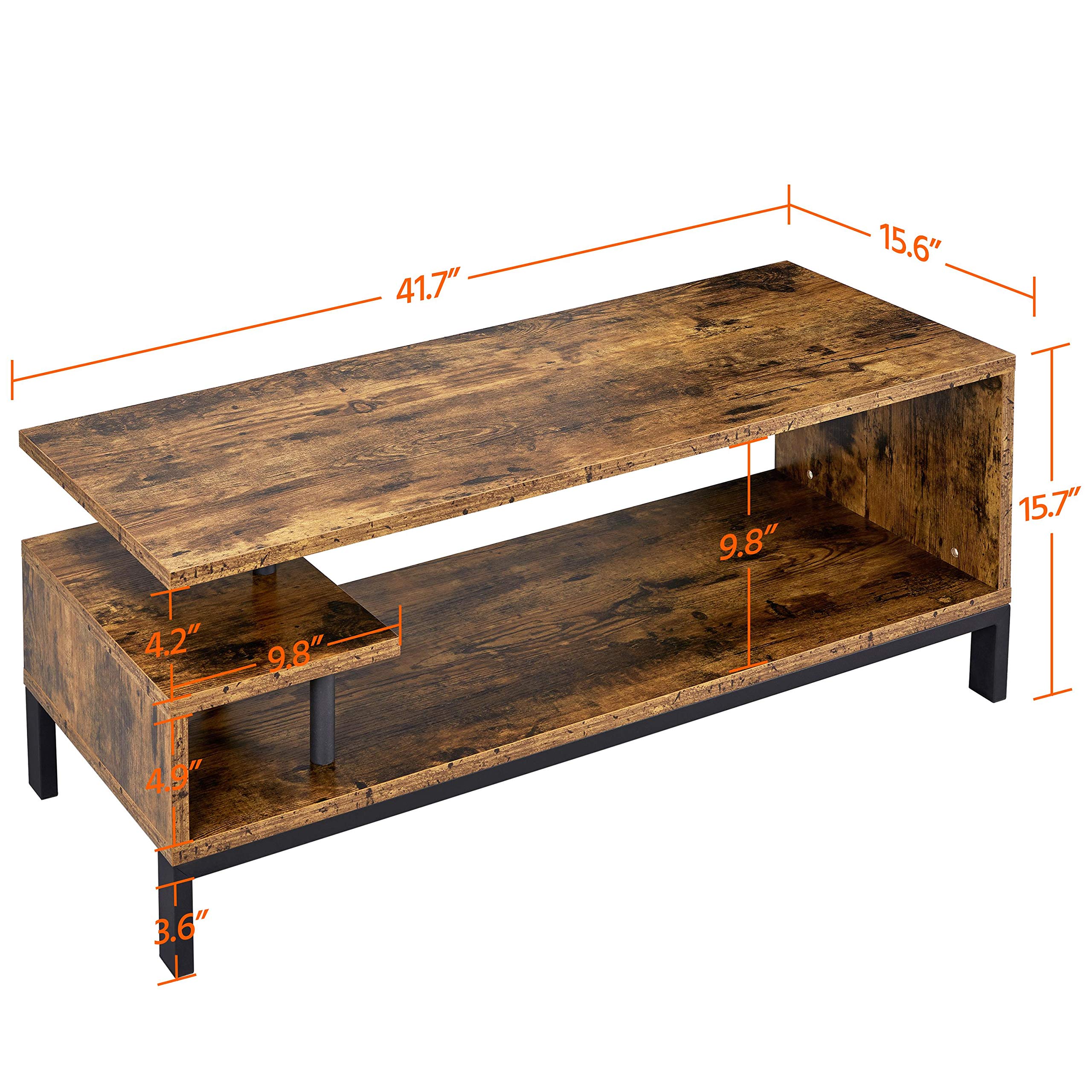 Topeakmart 50 Inch TV Stand - Industrial Wood TV Console Table with Open Storage Shelf, Rustic Brown Entertainment Center for Living Room | Perfect for Small Spaces, Apartments & Modern Home Theater Setup