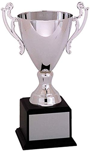 Customizable 12.25 Inch Silver Trophy Cup on Black Wood Base - Personalized Awards & Gifts for Sports, Academic Achievements & Corporate Events