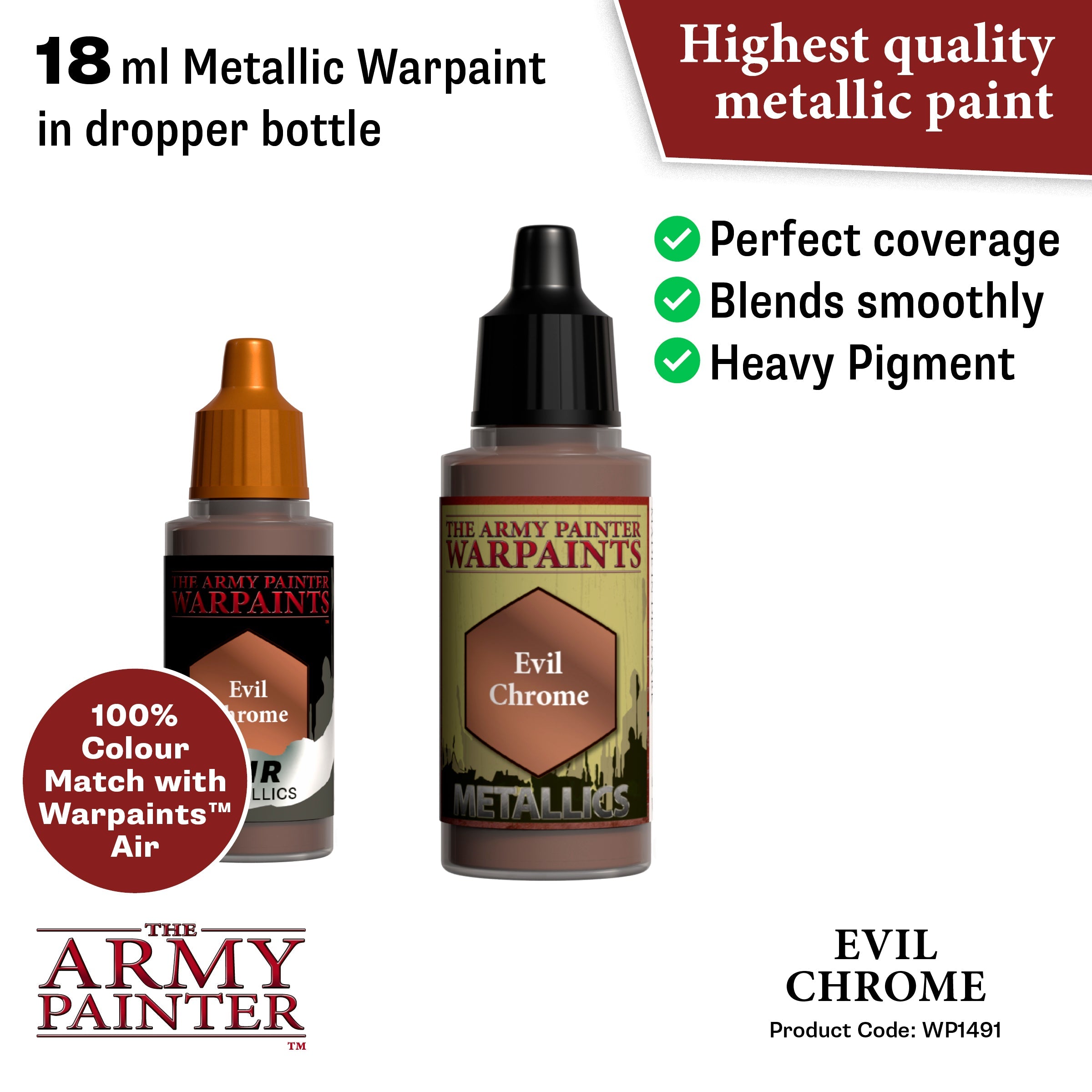 Warpaints Metallics: Evil Chrome Metallic Paint for Miniatures & Models - Perfect for Warhammer, D&D, and Tabletop Gaming