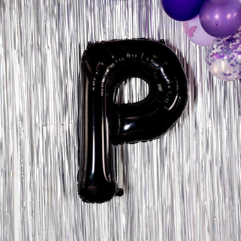 Balloonify Black Mylar Letter P Balloon - 40 Inch Large Foil Alphabet Balloon for Birthday Parties, Baby Showers & Graduation Decorations - 1 Count Box