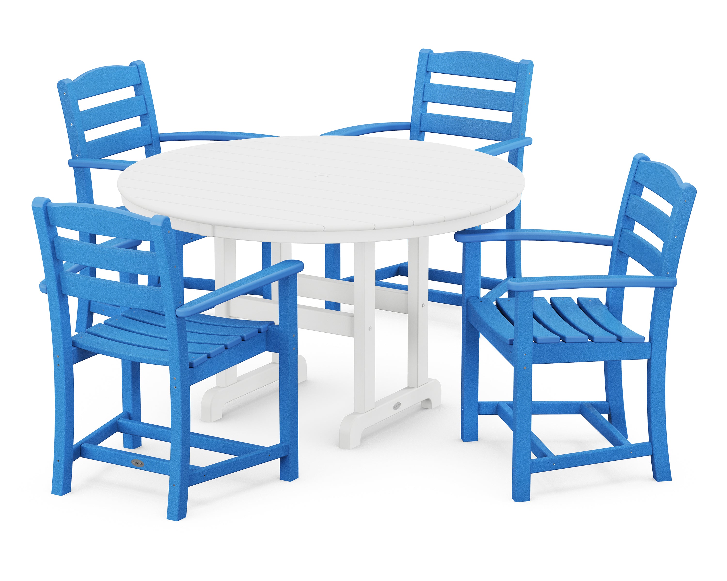 POLYWOOD La Casa Cafe 5-Piece Round Farmhouse Dining Set - Outdoor Patio Furniture for Garden, Backyard, and Poolside Dining