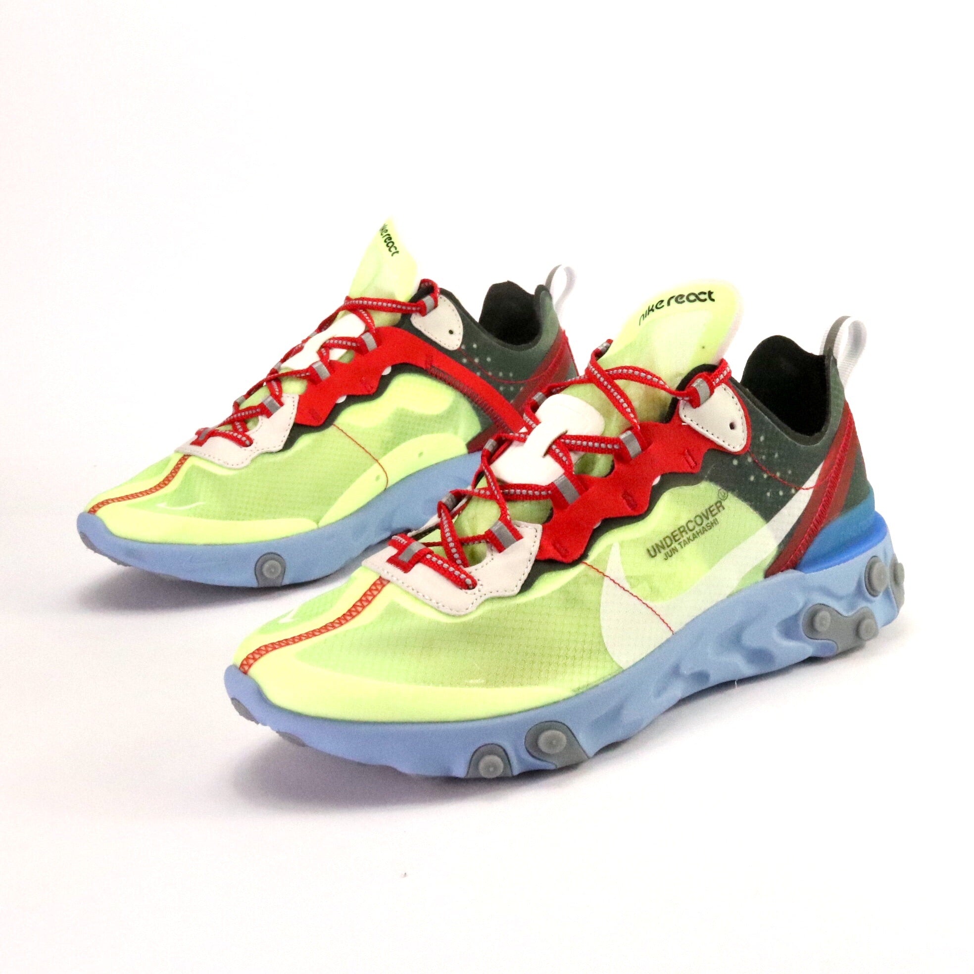 Undercover x Nike React Element 87 Volt Red Blue Running Shoes - Lightweight & Comfortable for Jogging, Gym Workouts, and Casual Wear
