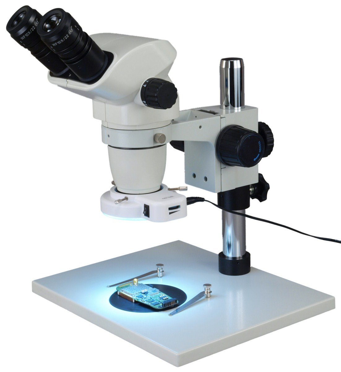 OMAX 6.7X-45X Zoom Binocular Microscope with LED Ring Light for Jewelry & Electronics