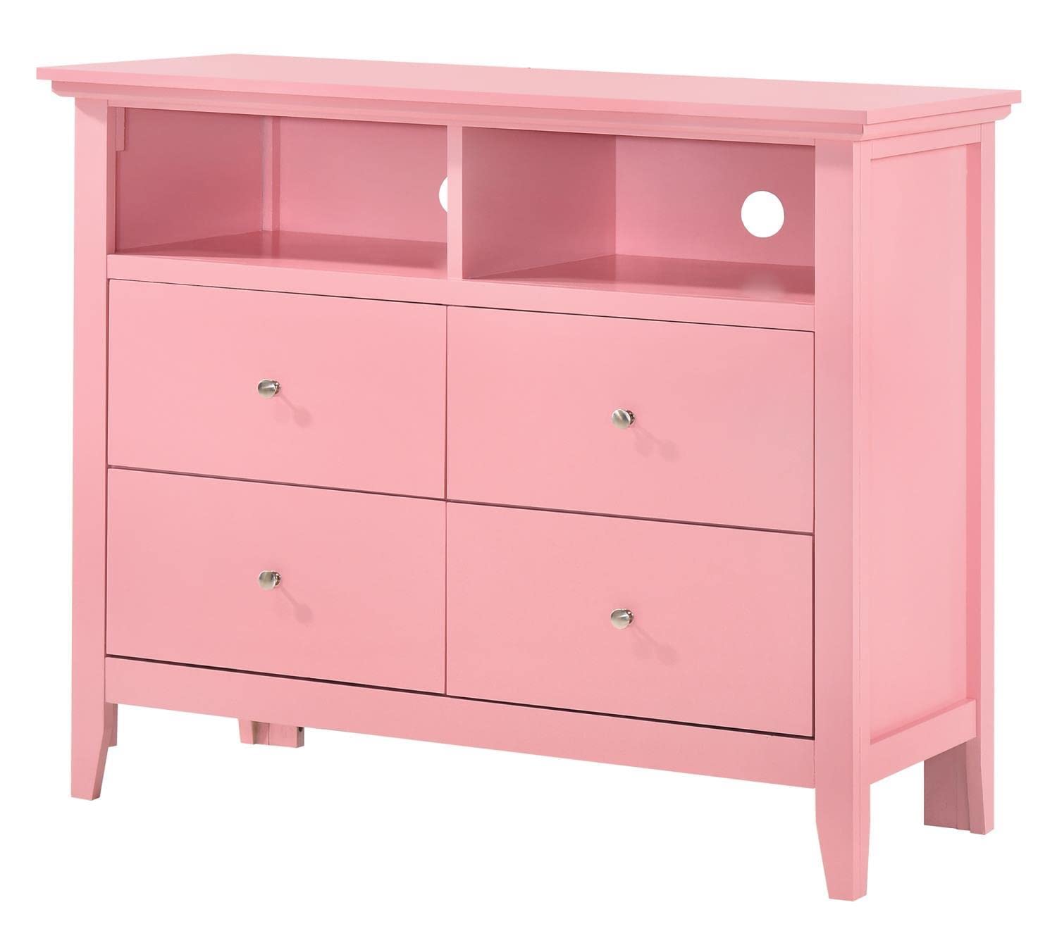 Passion Furniture Hammond Pink 4-Drawer Chest Dresser - Modern Bedroom Storage Solution for Clothes & Accessories | PF-G5404-TV