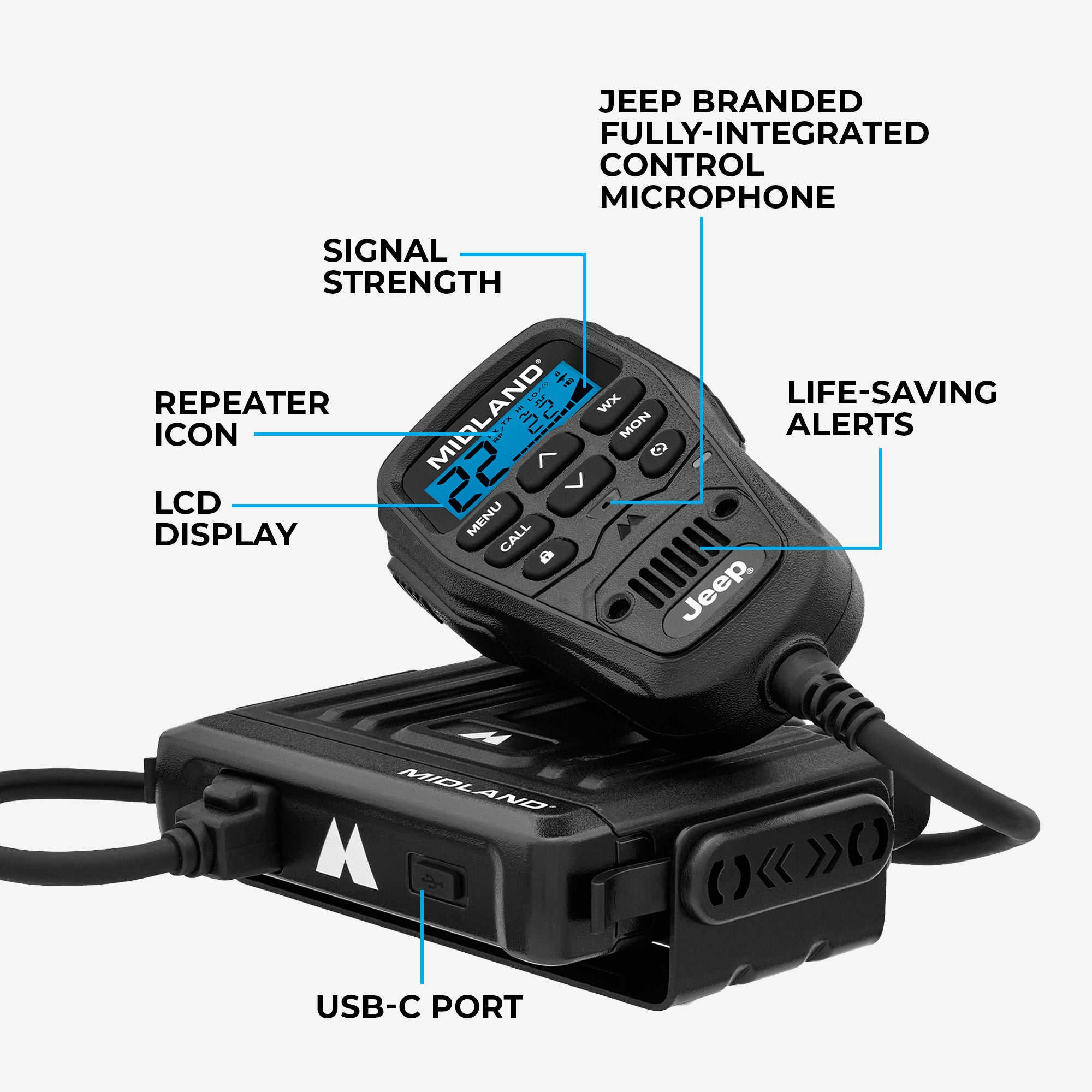 MXT275 MicroMobile® Jeep® GMRS 15 Watt Two-Way Radio - Long Range Communication for Off-Roading, Camping & Emergency Preparedness | MXT275J