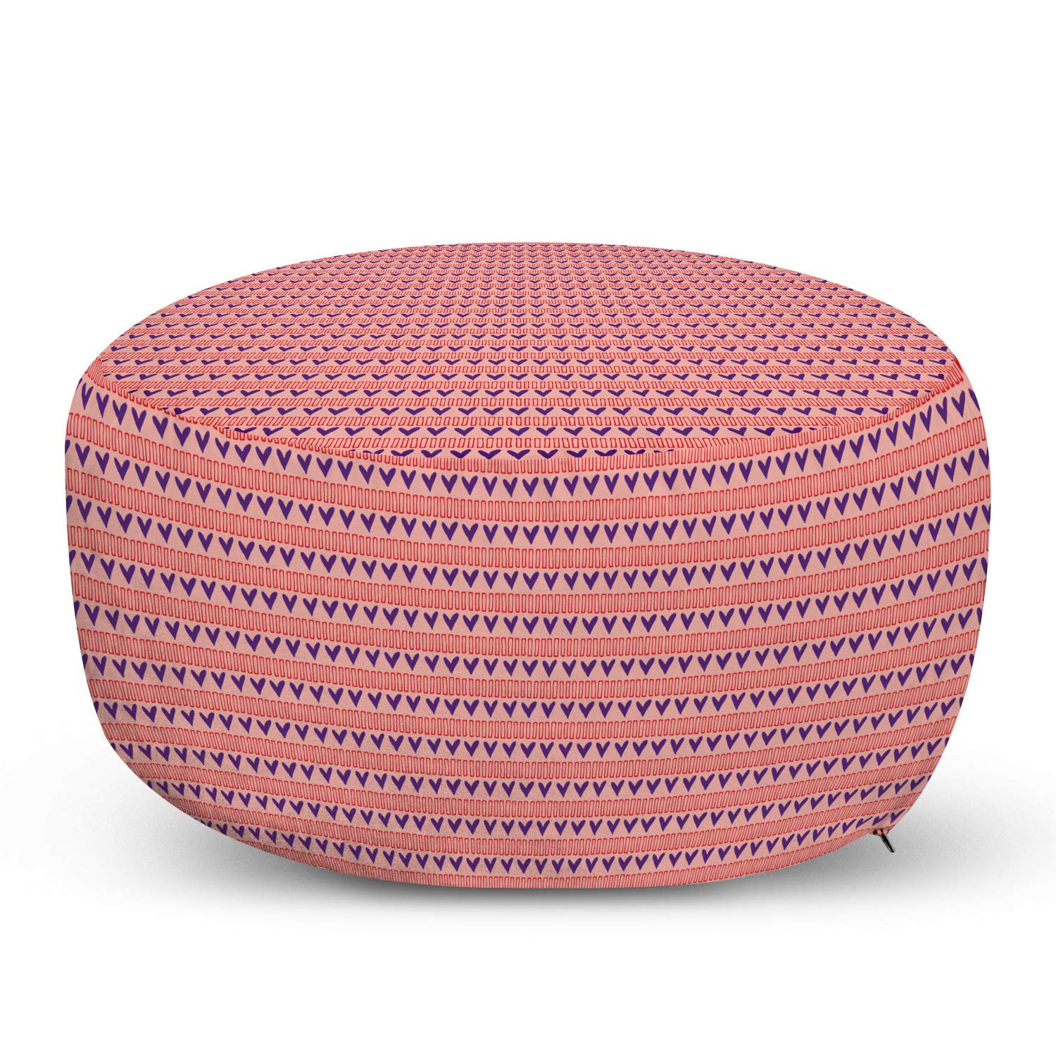 Ambesonne Hearts Ottoman Pouf - Valentine's Day Love & Romance Couple Doodle Art Foot Rest with Removable Cover - Soft Decorative Pouf for Living Room, Bedroom, Nursery - Perfect for Relaxing, Reading & Home Decor (Quartz & Blush)