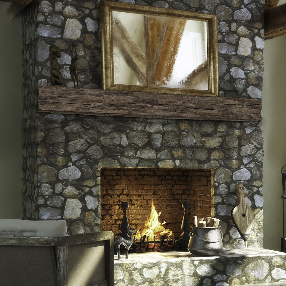 Lexington Hearth Tobacco Barn Concrete Faux Wood Mantel Shelf - Rustic Fireplace Mantel for Living Room, Bedroom & Farmhouse Decor