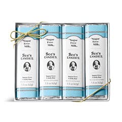 Sugar Free Milk Chocolate Bars by See's Candies - 6 oz (4 Individually Wrapped Bars) | Keto-Friendly, Low Carb Snacks for Gifts, Office Treats & Diabetic-Friendly Desserts