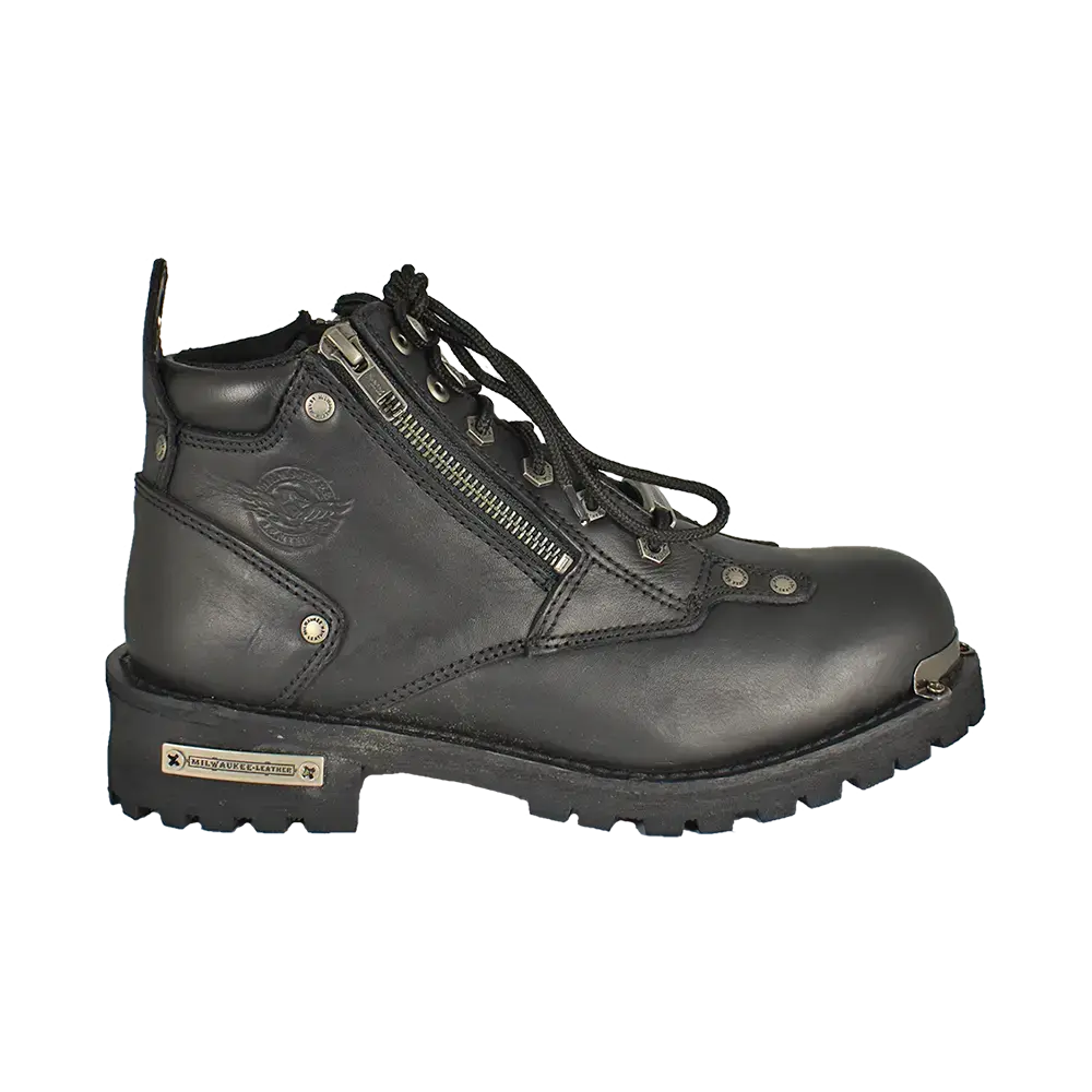 Milwaukee Leather Women's 6-Inch Double Zip Motorcycle Boots - Waterproof & Comfortable Riding Boots for Women - Perfect for Harley, Cruiser & Street Bikes