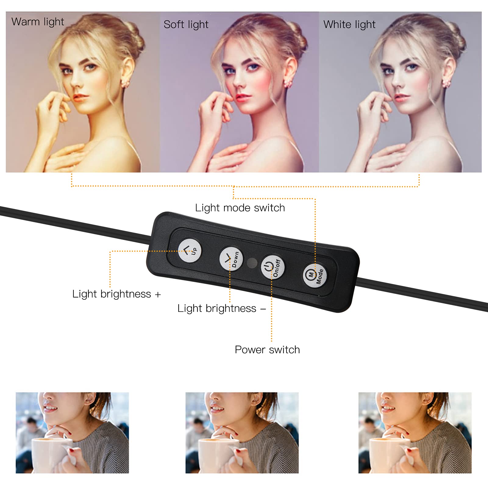 Zunate 4 Inch LED Ring Light with Dimmable Brightness & 3200-6500K Color Temperature - Perfect for Selfies, Online Teaching, Video Conferences, Vlogging & PC Streaming (Includes Clip)