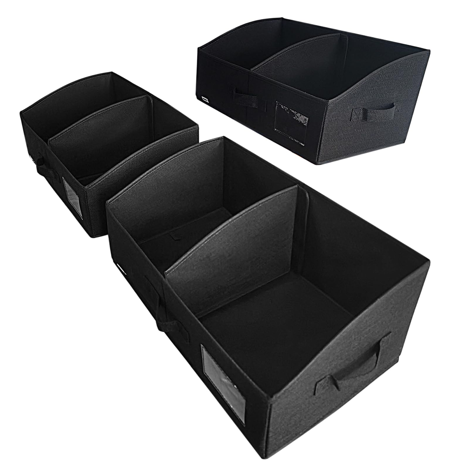 3 Pack Foldable Fabric Storage Bins - Large Trapezoid Organizer Baskets for Clothes, Toys, Books & More (Black, 20x11.2x8.3 Inches) - Perfect for Closet, Nursery, Bathroom & Home Organization