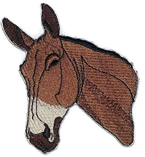 Custom Unique Horse & Mule Face Embroidered Iron On Sew Patch 3.5x4.5 Inch - Made in USA - Perfect for Denim Jackets, Backpacks & DIY Crafts
