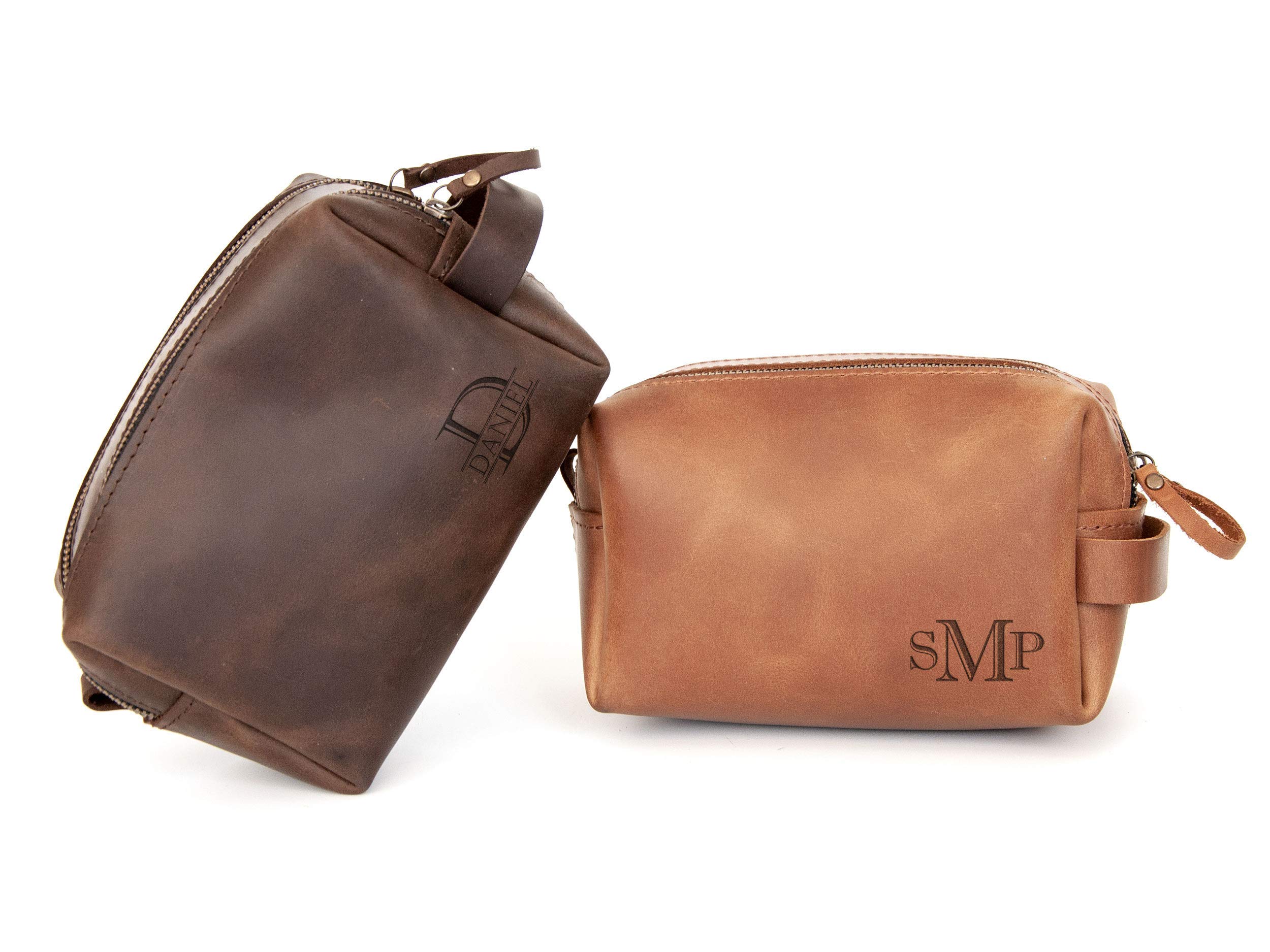 Leather Shaving Kit for Men - Custom Monogrammed Dopp Kit, Perfect Groomsmen & Travel Gift