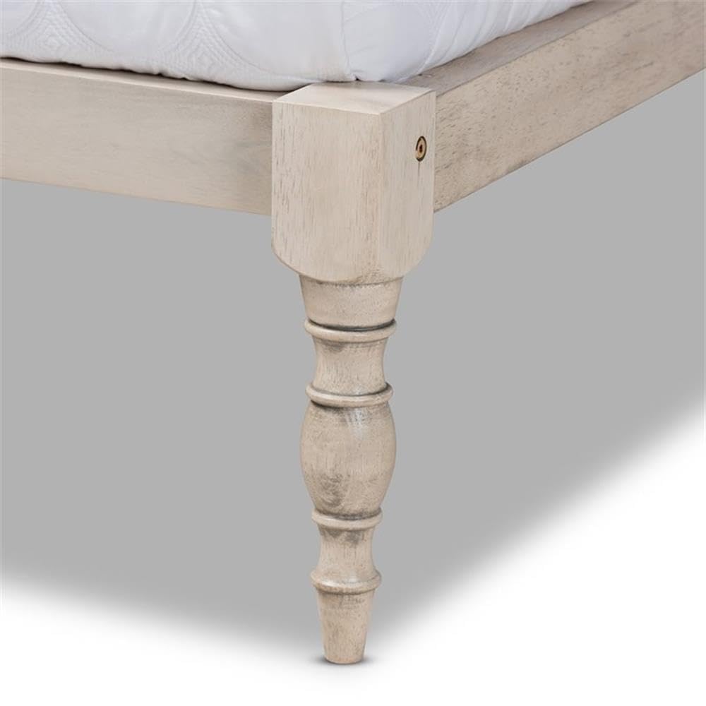 BOWERY HILL Queen Size White Finished Wood Platform Bed Frame - Sturdy Modern Bedroom Furniture for Home Decor, Perfect for Master Bedroom, Guest Room & Apartment