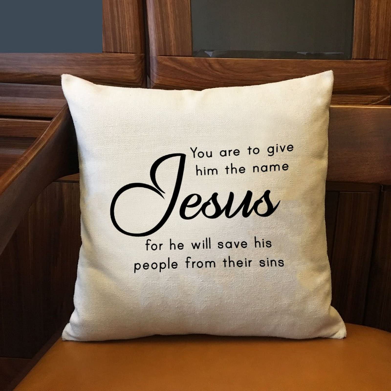 Jesus Bible Verse Pillow Cover - Religious Christmas Decor for Couch & Bedroom