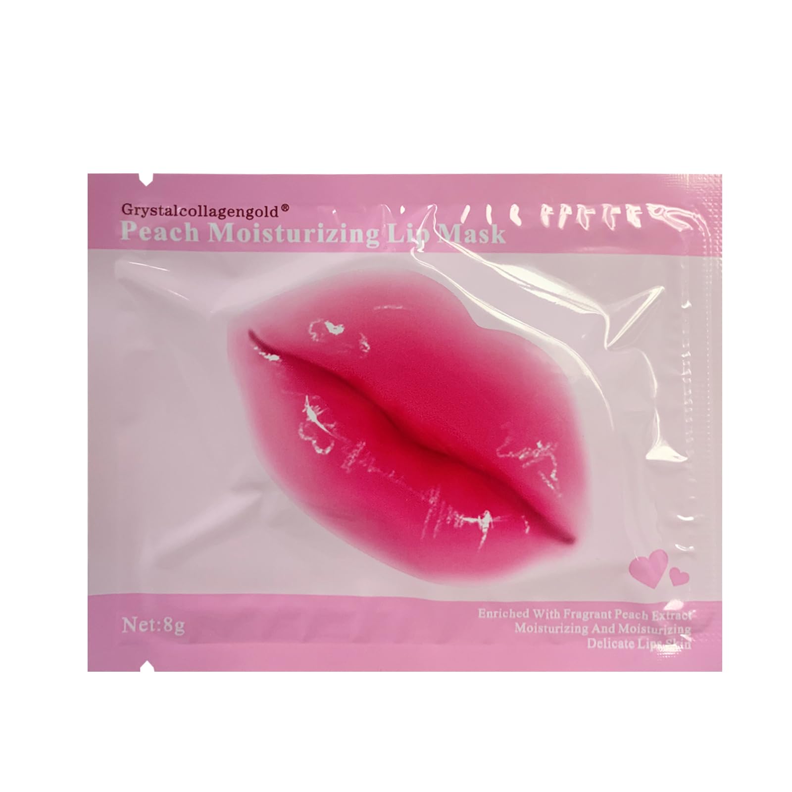 30 PCS Pink Crystal Collagen Hydrogel Lip Mask Set - Moisturizing & Hydrating Lip Plumper Gel Pads for Dry Lips | Peach Scented Lip Care Treatment for Soft, Attractive Lips | Perfect for Night Care, Makeup Prep & Winter Lip Protection