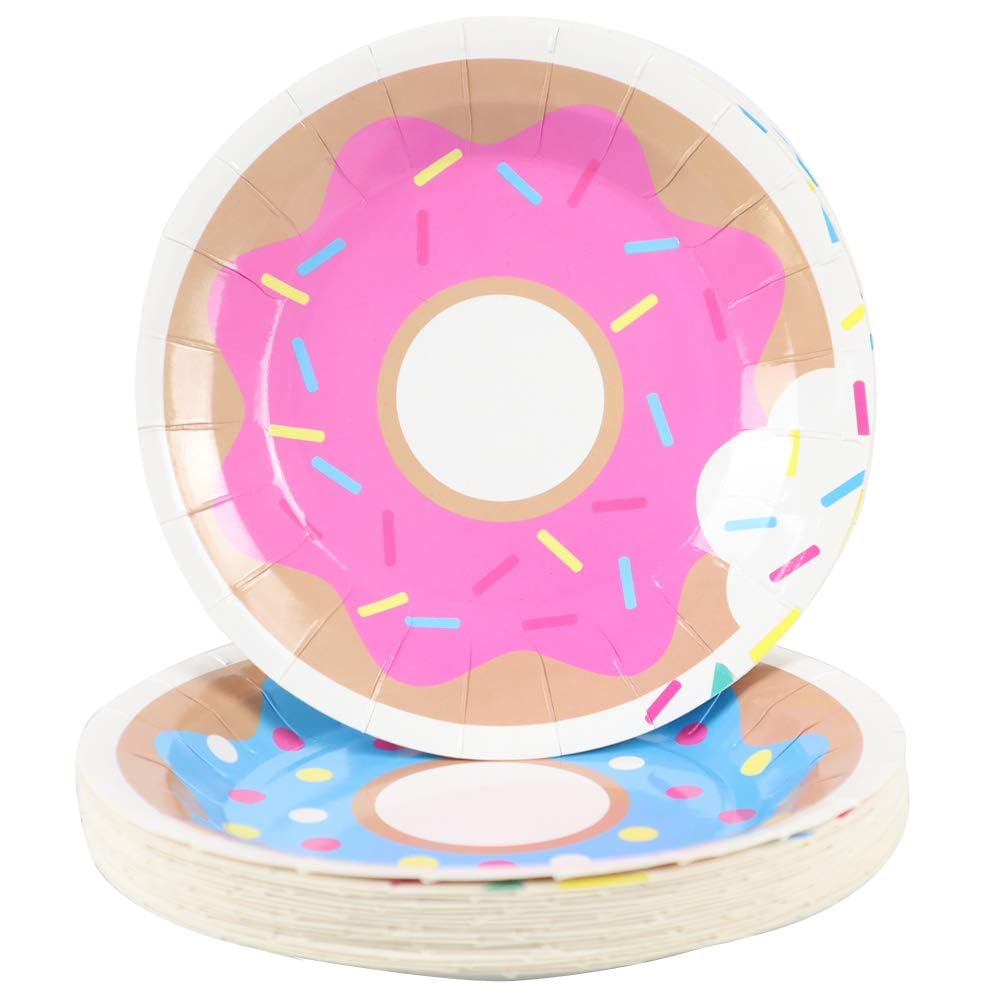 Pandecor 50-Pack 7 Inch Disposable Donut Paper Plates - Perfect for Birthday Parties, Baby Showers & Dessert Tables - Eco-Friendly Party Decorations