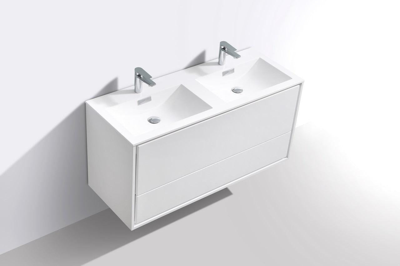 KubeBath 48 Inch Modern Wall Mount Bathroom Vanity - Sleek Contemporary Design with Multiple Color Options - Perfect for Small Bathrooms, Powder Rooms & Master Bath Remodels