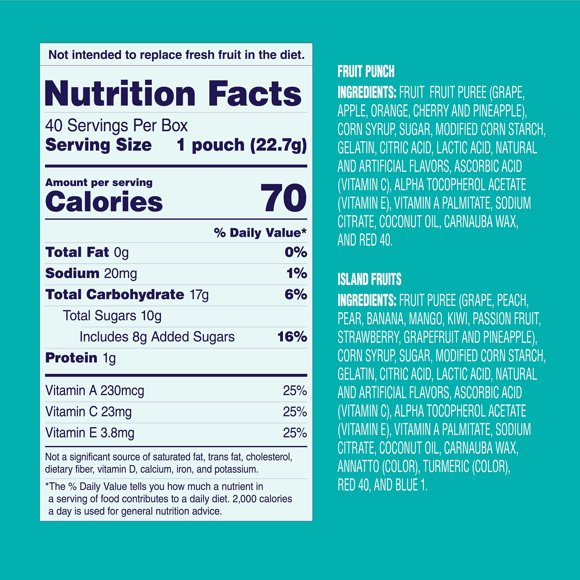 Welch's Fruit Snacks Variety Pack - Fruit Punch & Island Fruits Flavors, 0.8 oz Single Serve Bags (40 Count) | Healthy Snacks for Kids Lunch Boxes, School, Travel & On-the-Go
