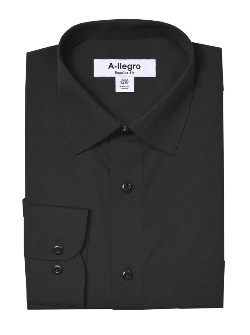 Classic Regular Fit Cotton Convertible Cuff Dress Shirt for Men - Black (Size S100) | Business Casual & Formal Wear | Office, Wedding & Special Occasions