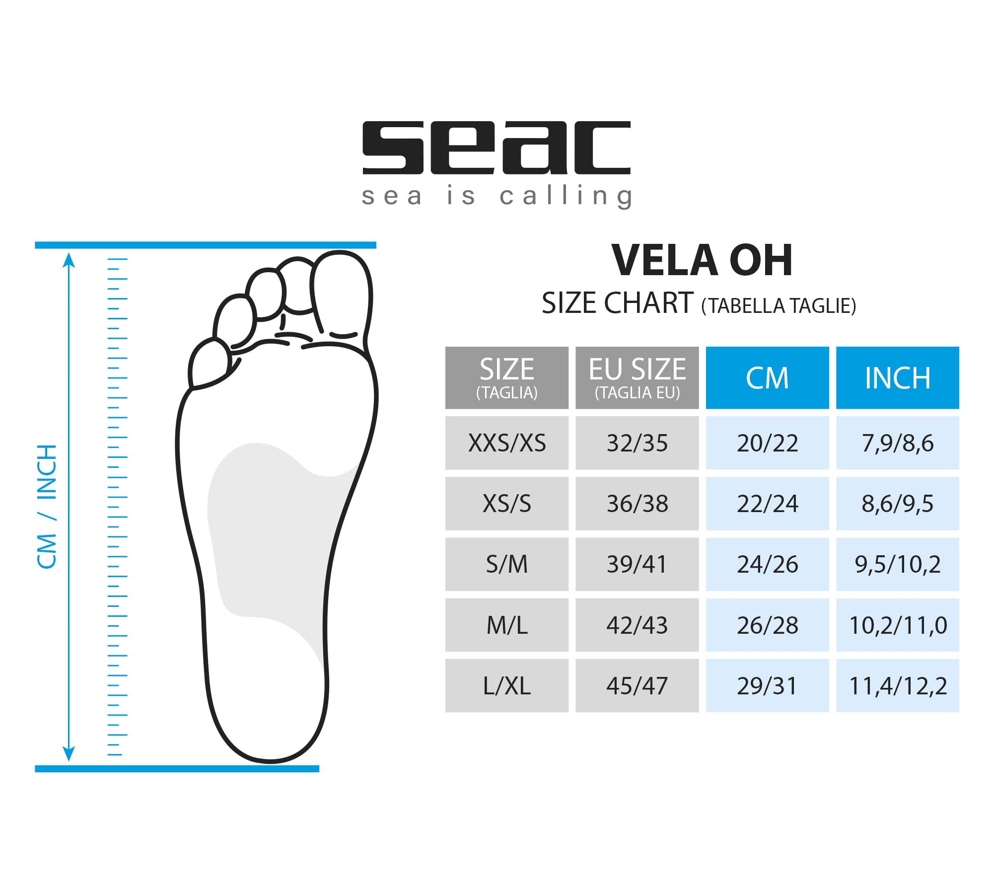 SEAC Vela OH Snorkeling Fins - Adjustable Strap Swim Fins for Snorkeling, Diving & Pool Swimming - Lightweight Comfortable Swim Fins for Adults & Kids - Perfect for Beach, Ocean & Water Sports