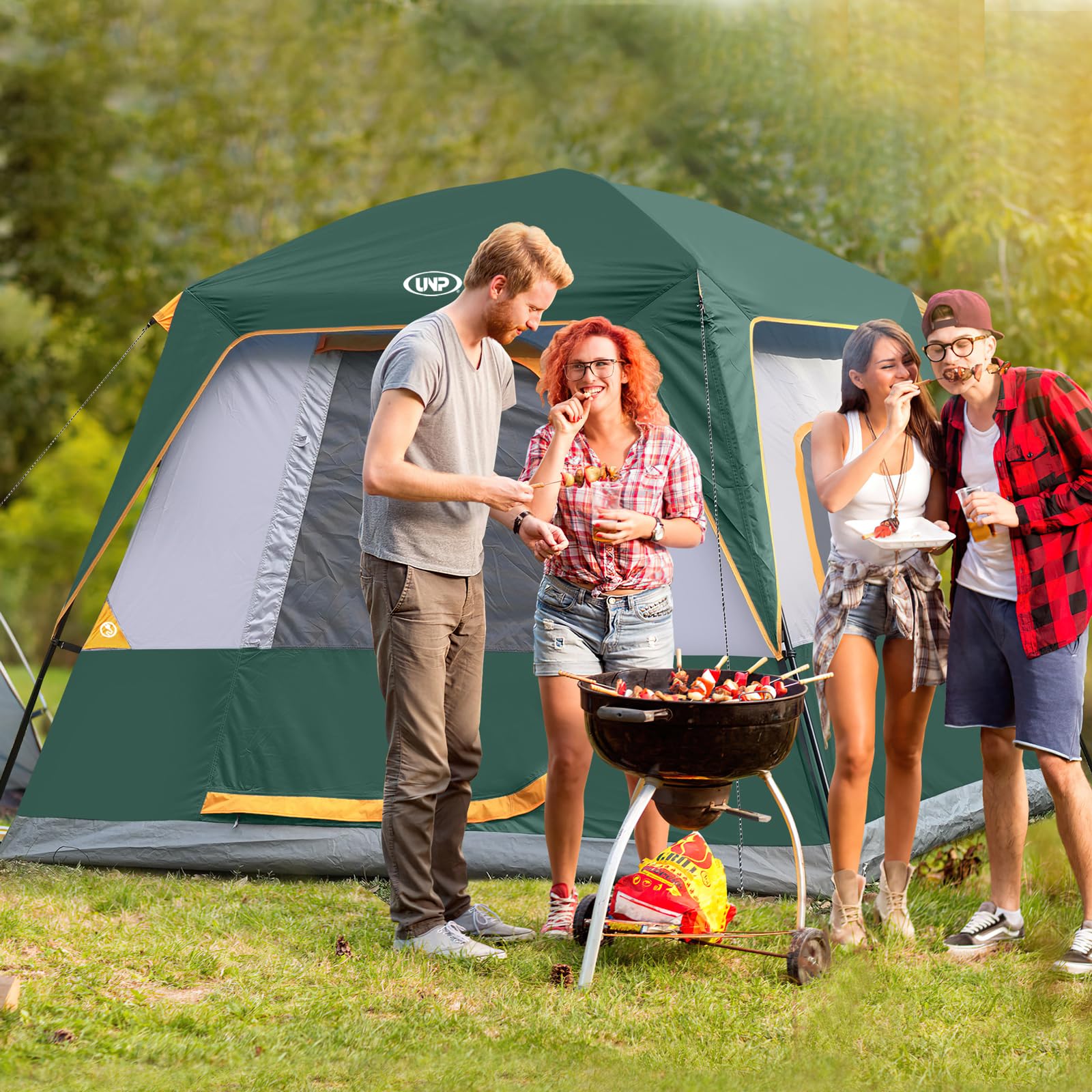UNP 4-Person Camping Tent - Waterproof Cabin Tent with Rainfly for Easy Setup | Perfect for Family Camping, Hiking & Outdoor Adventures