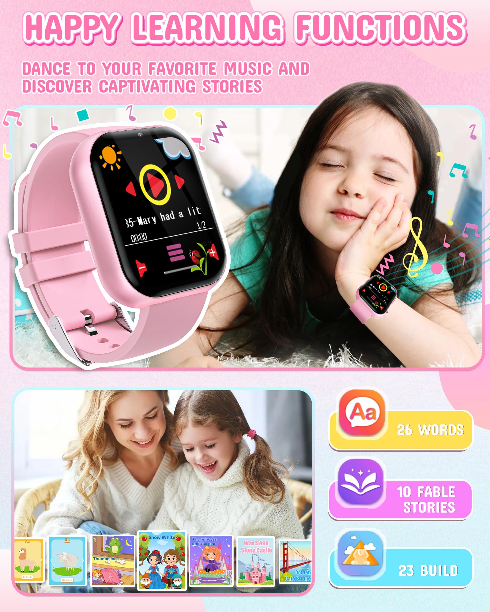 Waterproof Smart Watch for Girls Age 3-9 with Dual Camera - Best Birthday & Christmas Gift Idea for Kids | Perfect for Outdoor Play, School Activities & Stocking Stuffers