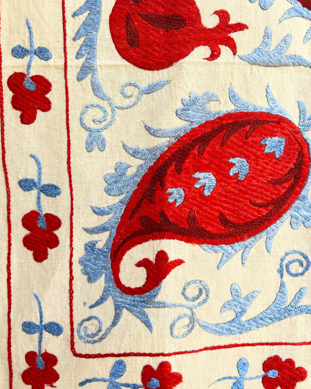 Handmade Suzani Embroidery Pillow Cover 069 - Bohemian Home Decor for Living Room, Bedroom, and Sofa