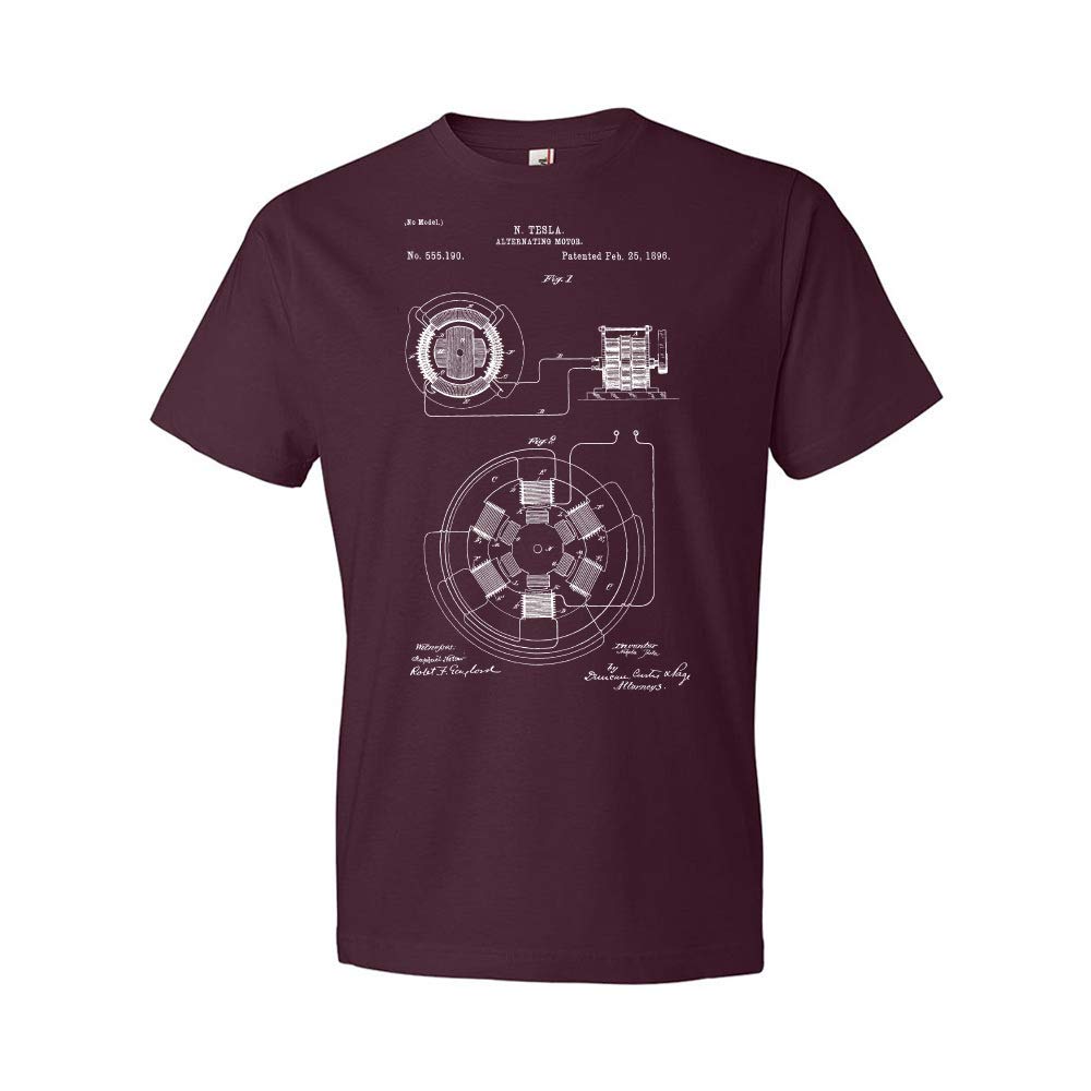 Nikola Tesla Alternating Motor Patent T-Shirt - Vintage Science & Engineering Design for Tesla Fans, Students & Educators - Perfect for STEM Classrooms, Science Fairs & Tech Enthusiasts