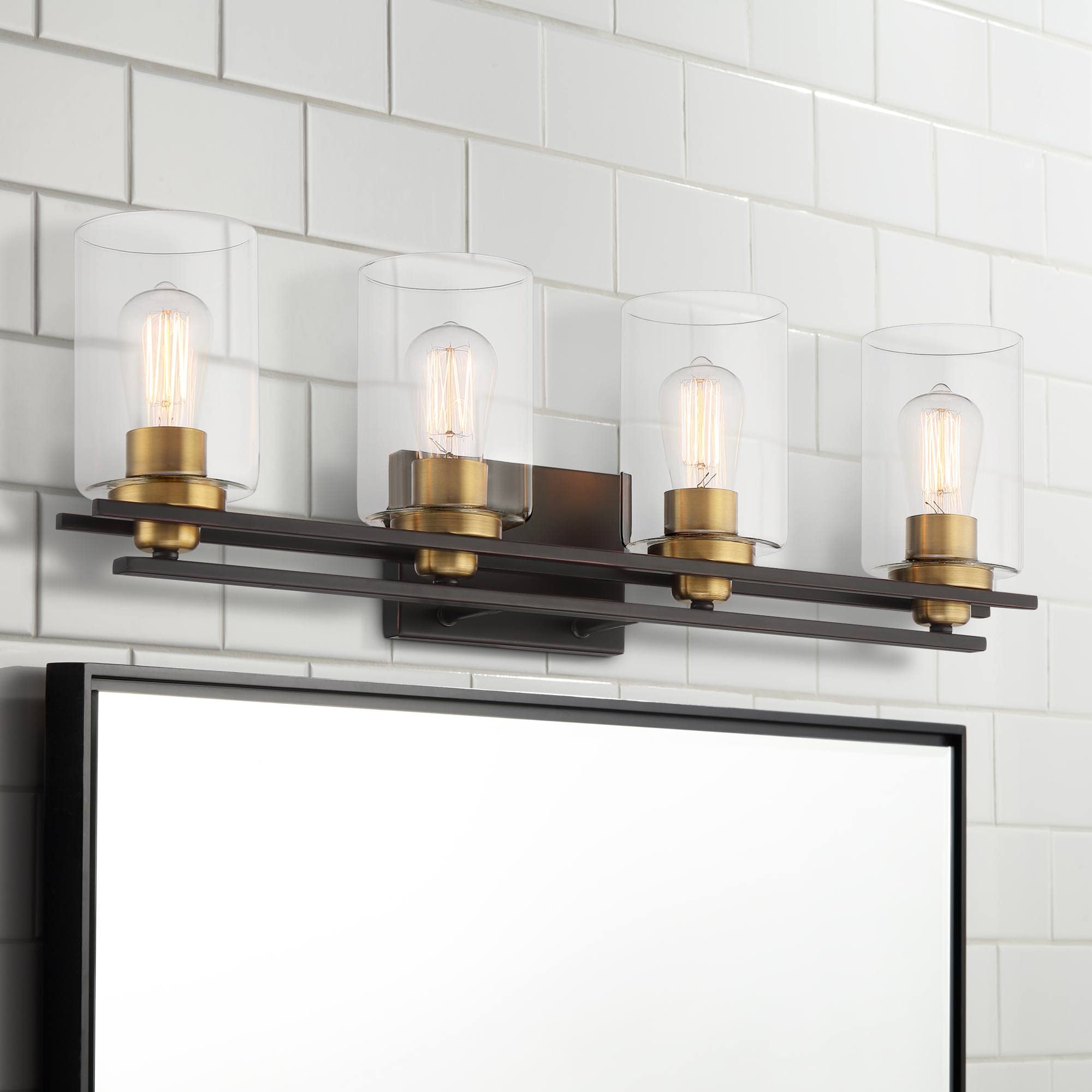 Possini Euro Design Demy Modern Industrial Wall Mount Light Fixture - Oil Rubbed Bronze & Gold Finish - 27