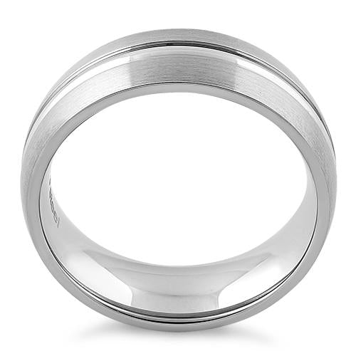 Stainless Steel Polished Double Groove Satin Finish Band Ring for Men & Women - Wedding, Engagement, Anniversary, or Everyday Wear Jewelry
