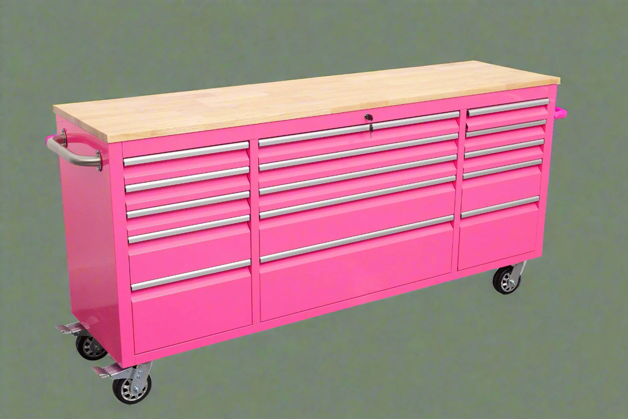 6 FT 15-Drawer Rolling Tool Workbench with Power Outlets & USB Ports - Heavy Duty Steel Storage Cabinet for Garage, Workshop & DIY Projects