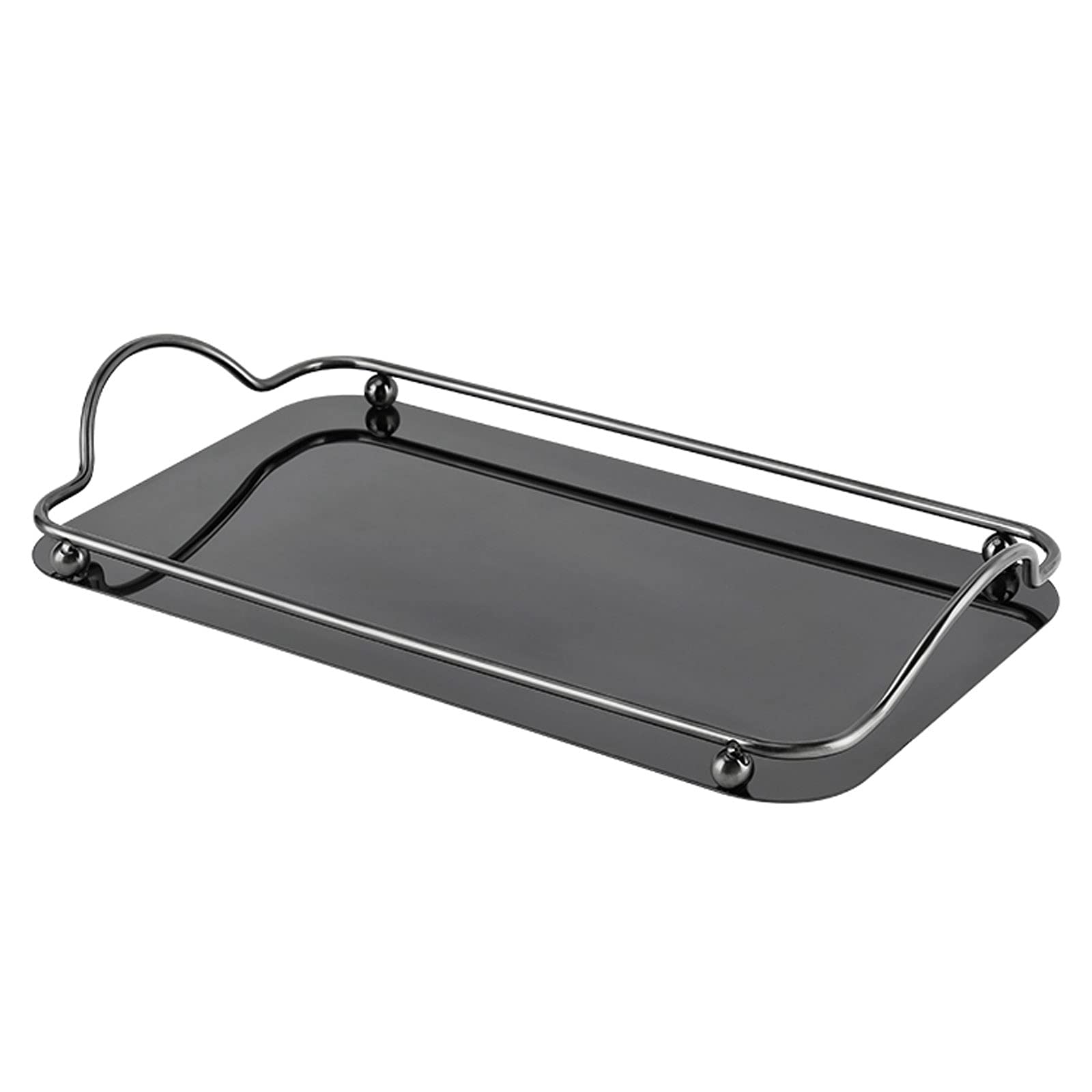 Elegant Metal Vanity Tray with Handle - Gray Decorative Serving Tray for Jewelry, Perfume & Makeup Organization - Perfect for Dresser, Bedroom & Bathroom Decor - Ideal Gift for Women & Home Decor Enthusiasts