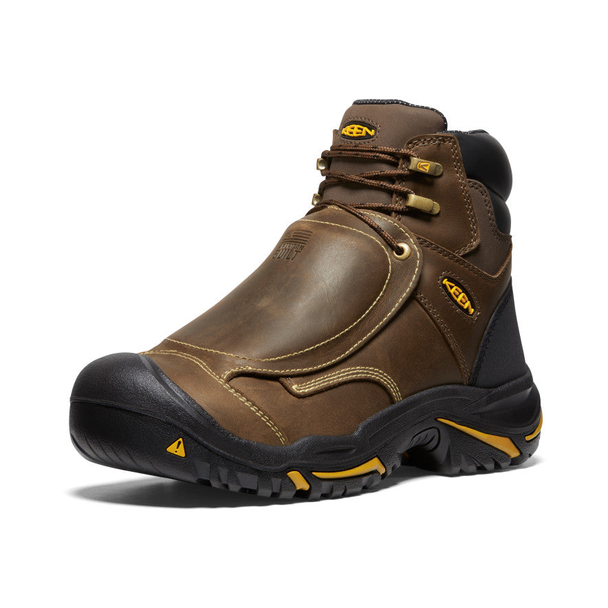 Waterproof Steel Toe Work Boots for Men - Mt Vernon 6 MET Safety Boots in Cascade Brown | Durable Construction & Slip Resistant for Outdoor Work, Hiking & Heavy Duty Jobs
