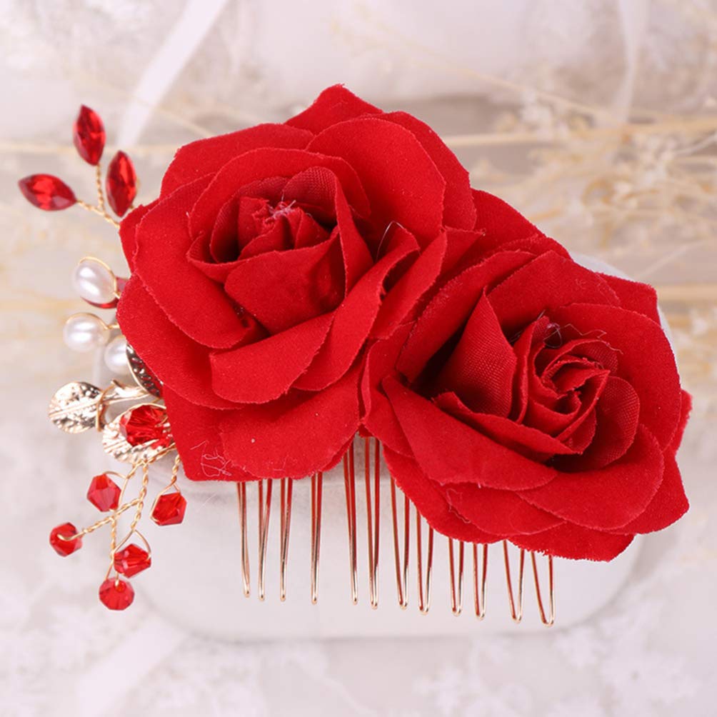 Minkissy Rose Hair Comb for Women - Elegant Bridal Wedding Hair Accessory, Prom & Special Occasion Hair Jewelry for Girls - Perfect for Weddings, Proms, and Formal Events