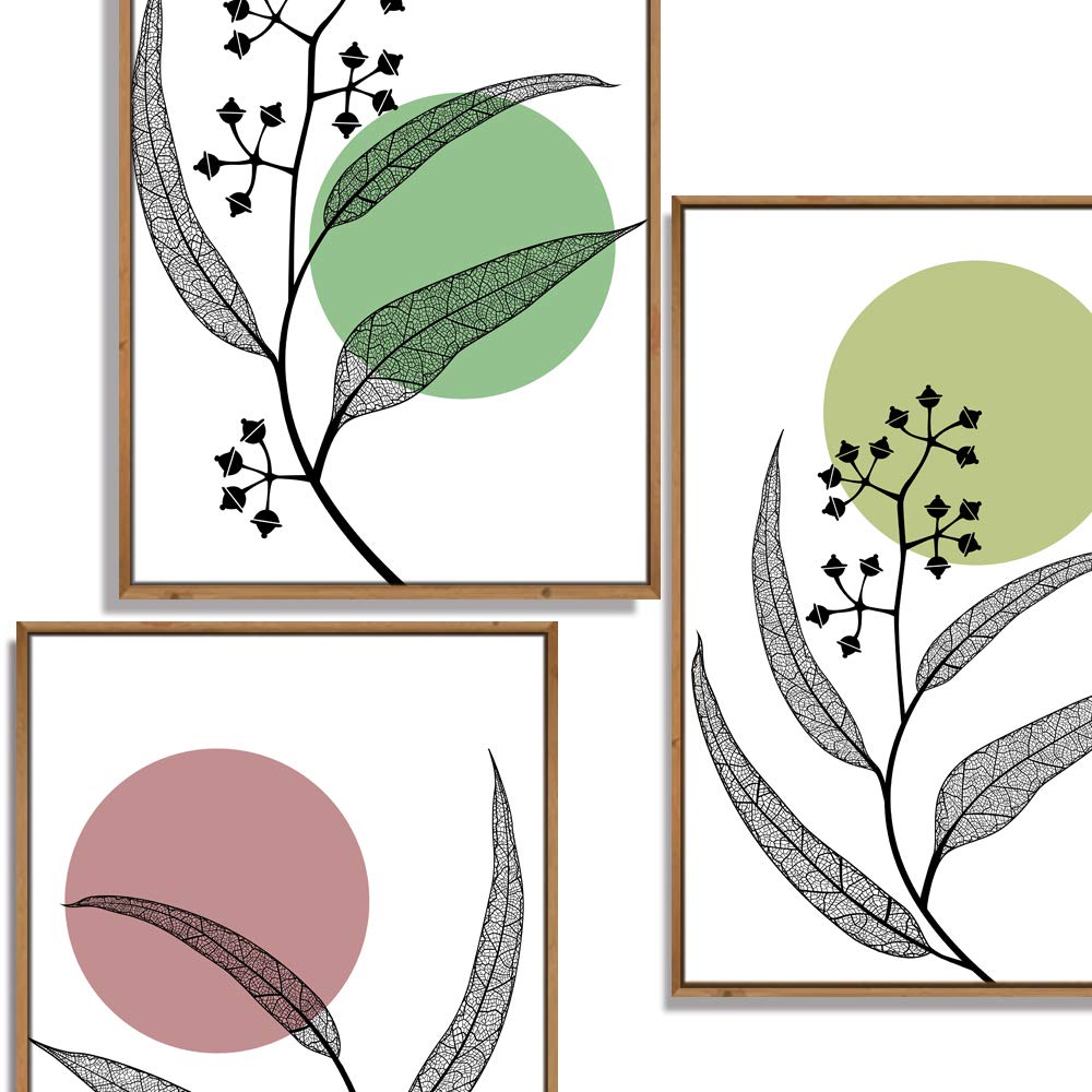 Leaf Theme 3-Panel Framed Canvas Wall Art Set - 24