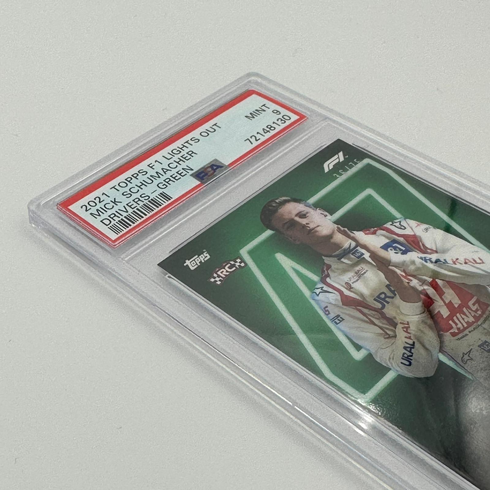 PSA 9 Graded 36/75 Mick Schumacher Green Parallel Racing Card - Perfect for F1 Collectors, Sports Memorabilia Displays, and Investment Portfolios