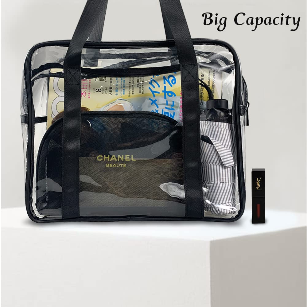 Surcotto Clear Tote Bag - Waterproof Transparent PVC Makeup Cosmetic Bag with Zipper - Large Travel & Beach Organizer for Men & Women - Perfect for Toiletries, Gym Essentials, and Vacation Packing