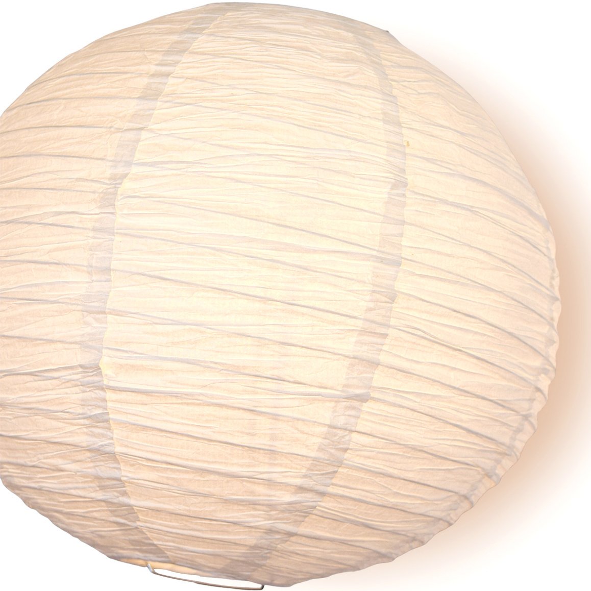 14 Inch White Round Crepe Paper Lantern with Parallel Ribbing - Chinese Hanging Wedding & Party Decoration for Indoor/Outdoor Events, Home Decor, and Festive Celebrations