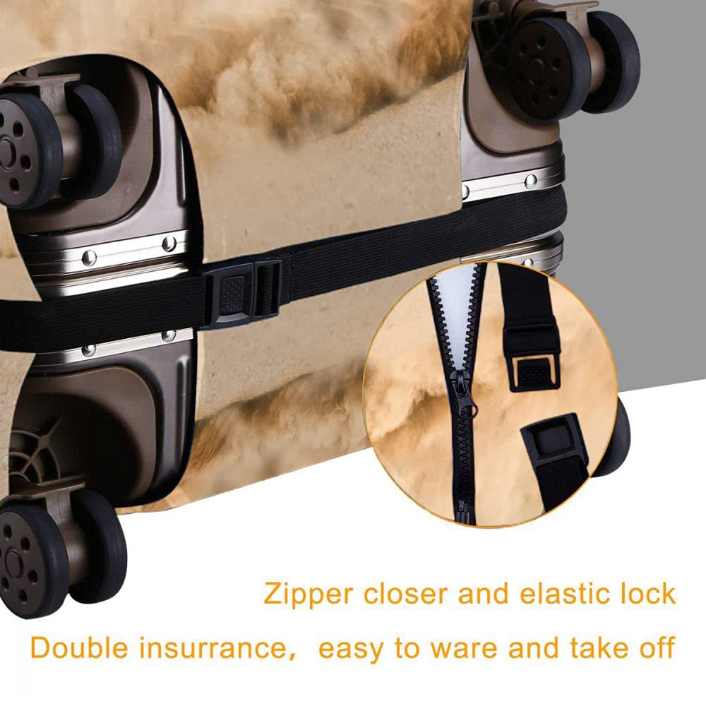 Wondertify 3-Horse Travel Suitcase Protector - Elastic Washable Luggage Cover with Concealed Zipper for 29-32 Inch Bags (Black/Silver/White/Brown) - Perfect for Desert Sandstorms & Airplane Travel Protection