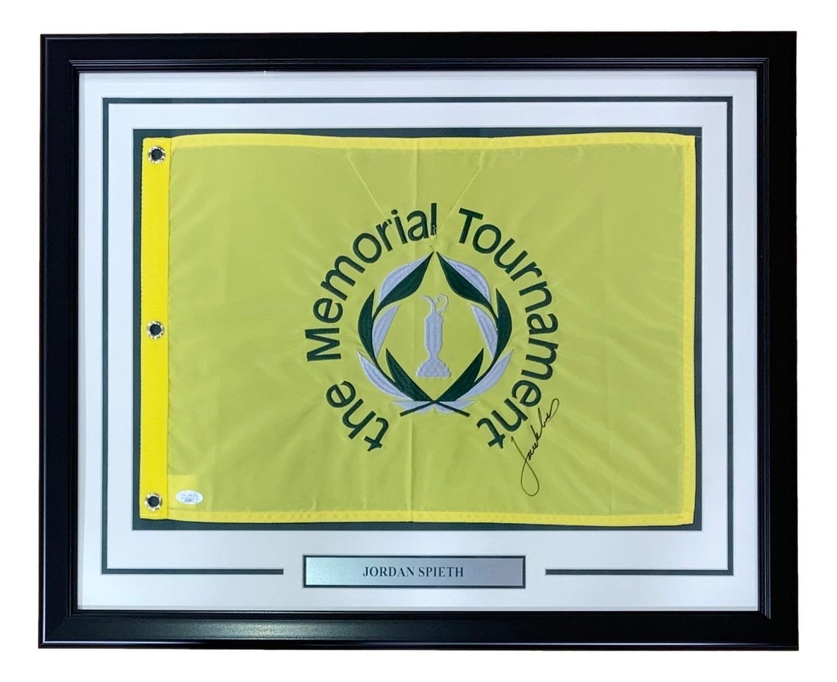 Authentic Jordan Spieth Signed Framed The Memorial Tournament Golf Flag with JSA COA - Perfect for Golf Memorabilia Collections, Man Cave Decor & Sports Fan Gifts