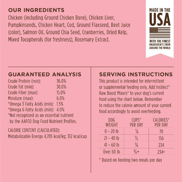 Instinct Raw Boost Mixers - Grain Free Dog Food Topper for Skin & Coat Health | High Protein Freeze Dried Raw Dog Food | Perfect for Picky Eaters & Sensitive Stomachs | Use as Meal Enhancer or Training Treats