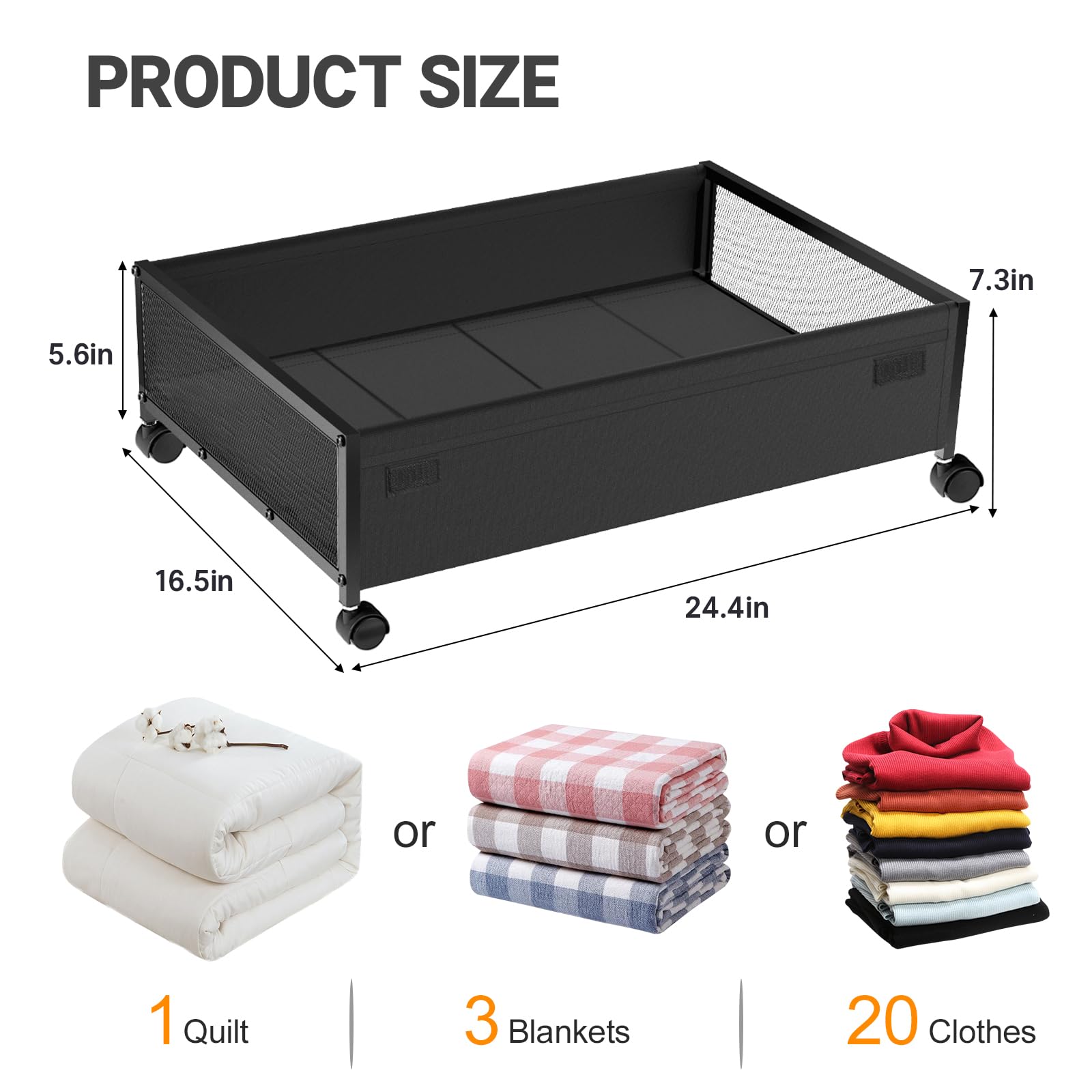 2-Pack Under Bed Storage Bins with Wheels & Lids - Fulpower Rolling Underbed Organizer Containers for Clothes, Shoes, Toys, Books & Blankets | Space-Saving Bedroom & Closet Storage Solution