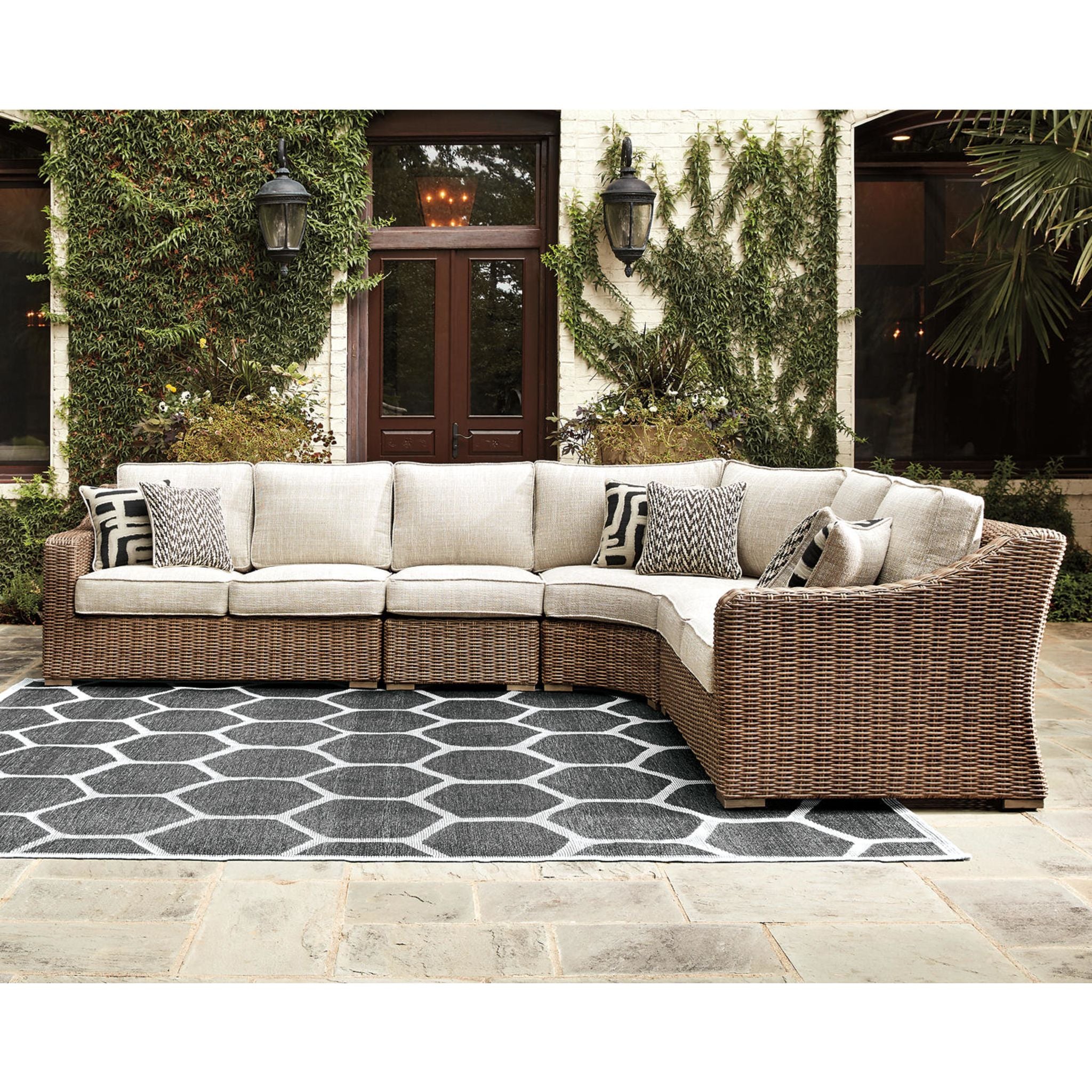 Beachcroft 4-Piece Outdoor Modular Sectional Sofa Set - Waterproof Patio Furniture for Backyard, Poolside & Garden Lounge (Grey) | Perfect for Entertaining & Relaxing Outdoors