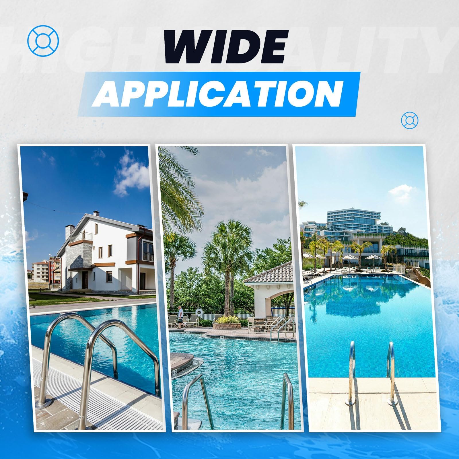 HECASA 3-Step Stainless Steel Swimming Pool Ladder with Anti-Slip Pads - 300LB Weight Capacity for In-Ground Pools - Easy Assembly & Safe Climbing - Indoor/Outdoor Use - Perfect for Backyard, Community, and Vacation Home Pools