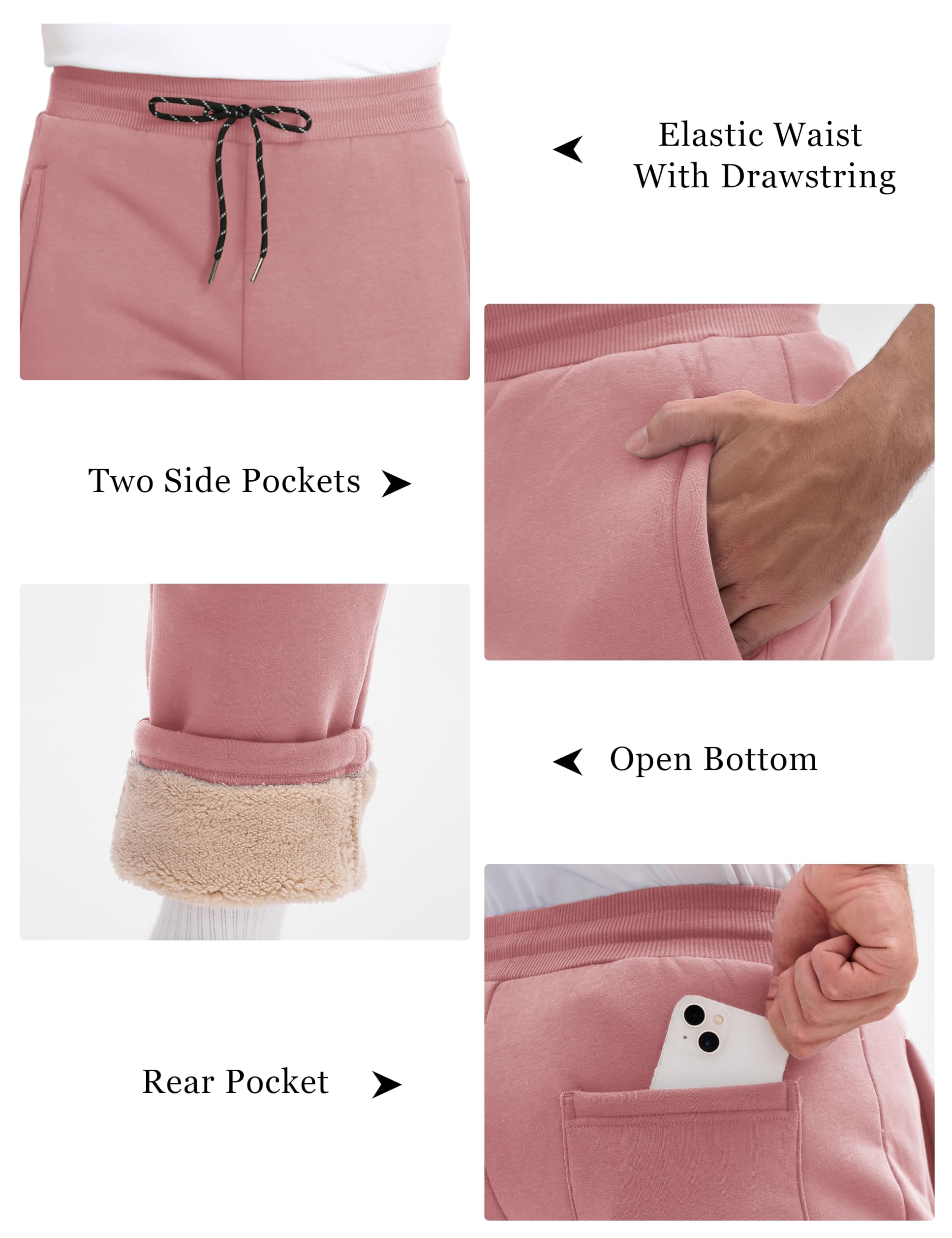Men's Winter Fleece Lined Sweatpants - Sherpa Lined Thermal Jogger Pants for Cold Weather, Thick Warm Athletic Pants for Running, Hiking & Outdoor Activities | Perfect for Winter Sports & Casual Wear