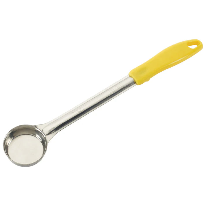 Winco 1 Oz Portion Control Spoon with Yellow Handle - Perfect for Food Service, Restaurants & Meal Prep - FPS 1 Measuring Spoon for Precise Portioning