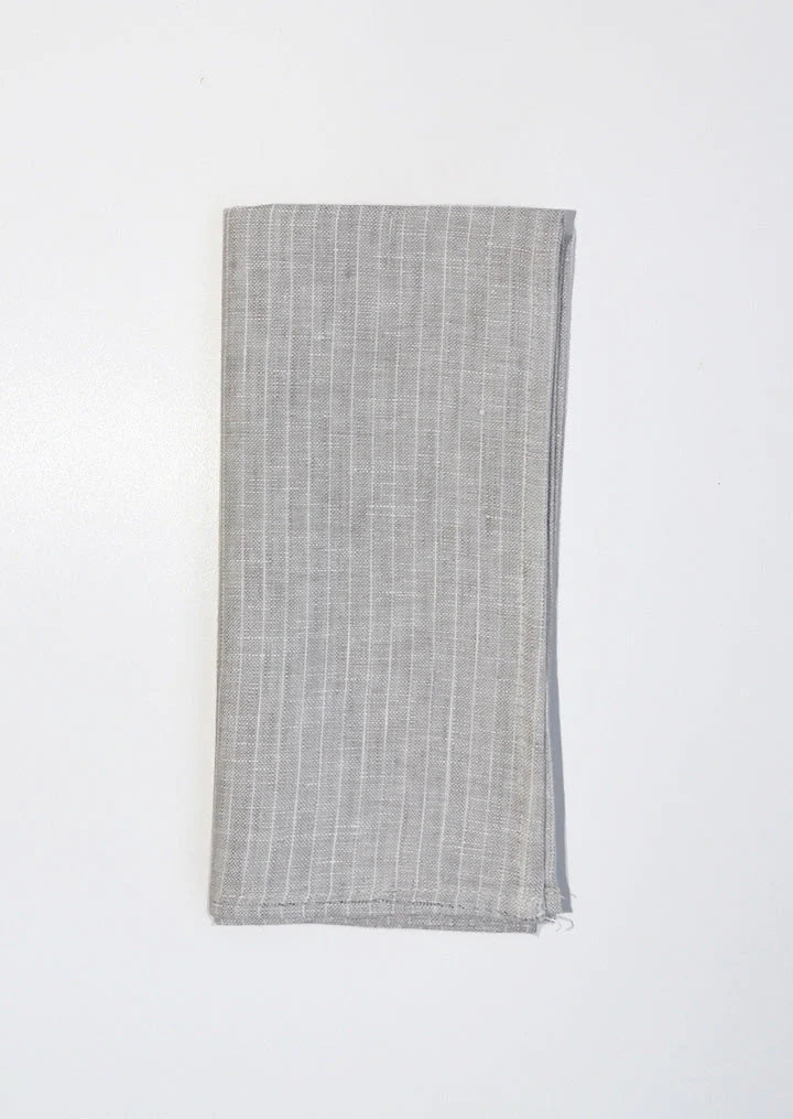 Premium Grey and White Striped Linen Napkins - Set of 2 - Elegant Dining Table Decor for Dinner Parties, Weddings & Special Occasions