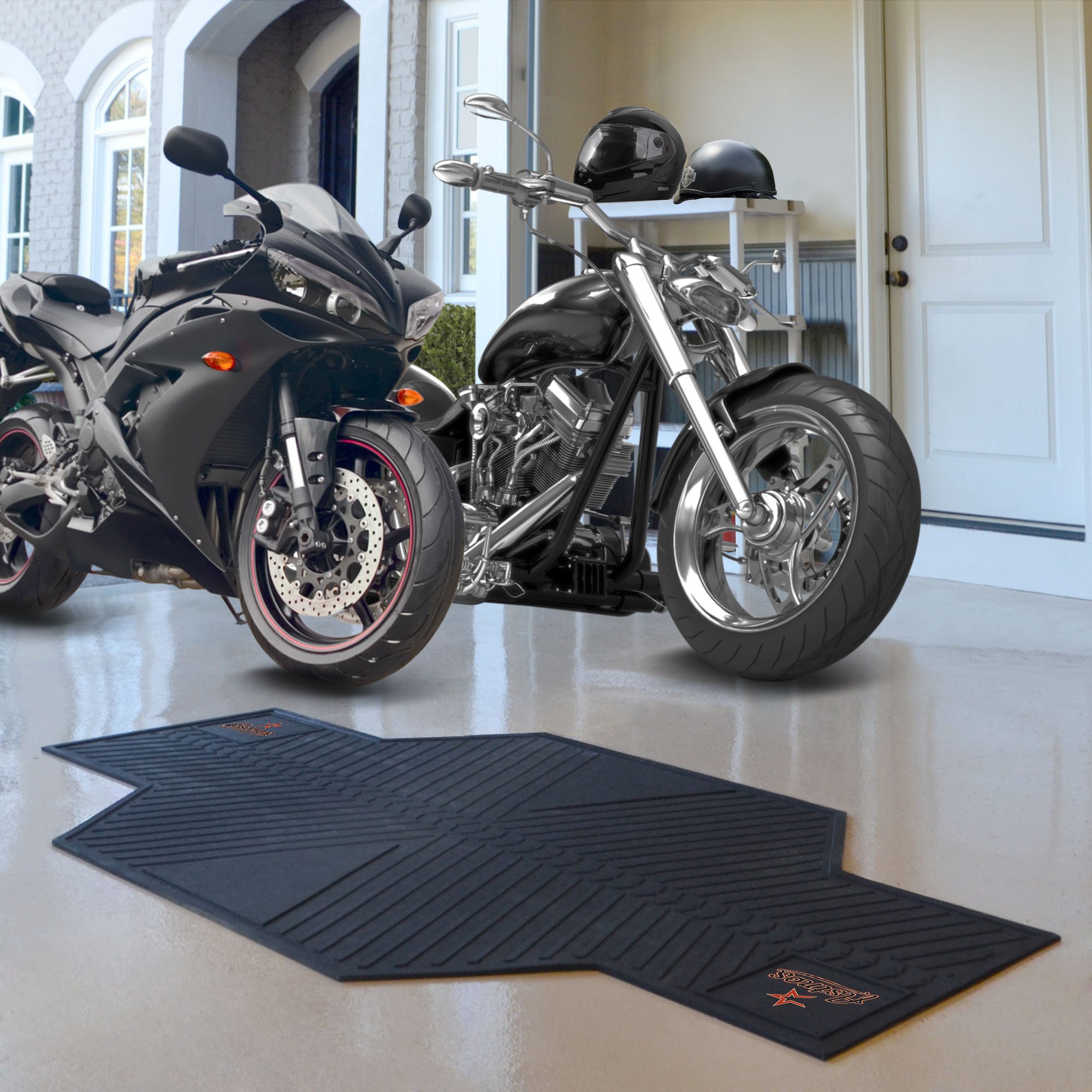 FANMATS 15354 MLB Houston Astros Motorcycle Floor Mat - Non-Slip Rubber Base for Harley, Cruiser & Sports Bikes - Perfect for Garage, Shed & Outdoor Parking Protection